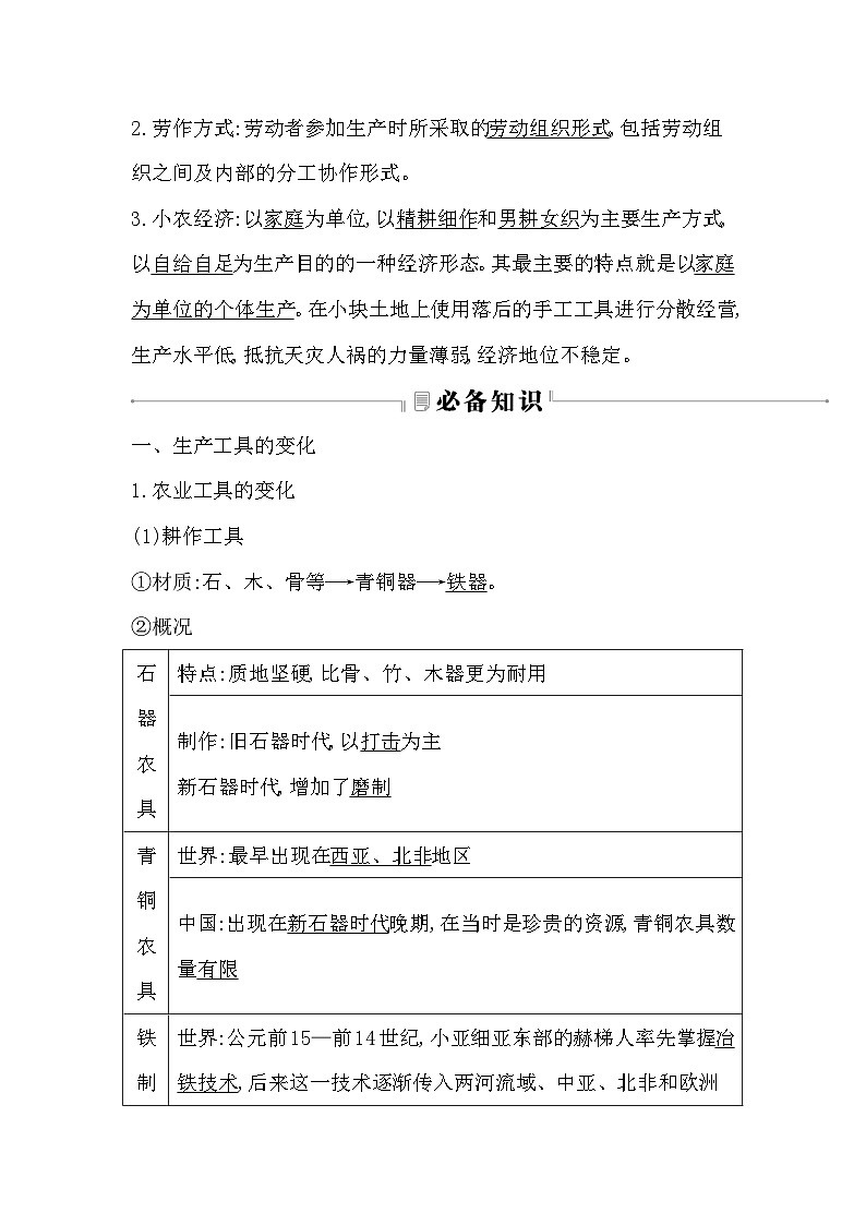 2024-2025学年选择性必修二 第4课　古代的生产工具与劳作 学案第3页
