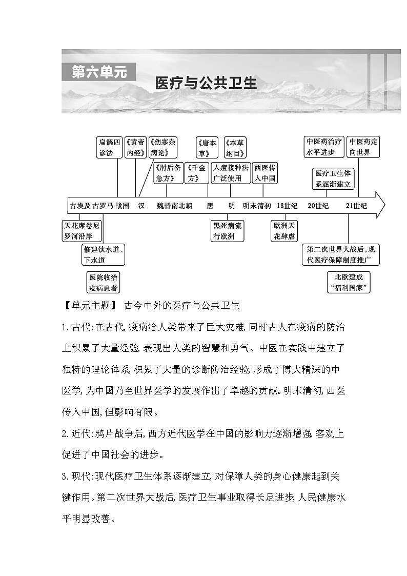 2024-2025学年选择性必修二 第14课　历史上的疫病与医学成就 学案01