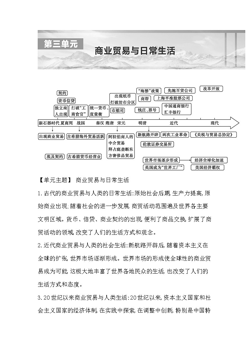 2024-2025学年选择性必修二 第7课　古代的商业贸易 学案01