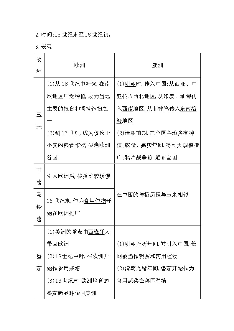 2024-2025学年选择性必修二 第2课　新航路开辟后的食物物种交流 学案第2页