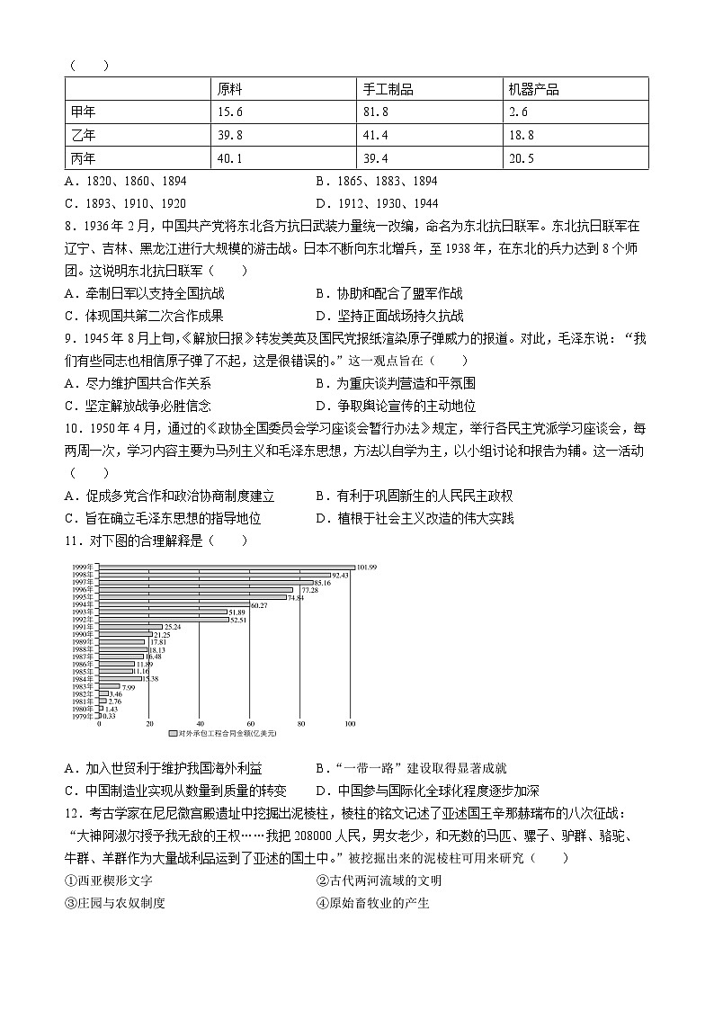 黑龙江省哈尔滨市第三十二中学校2024-2025学年高三上学期9月月考历史试题02