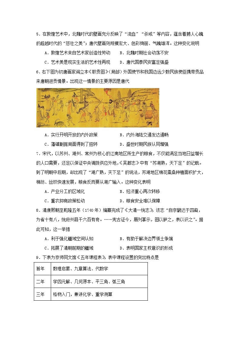 重庆市万州区2023届高三历史上学期12月线上考试试卷含解析02