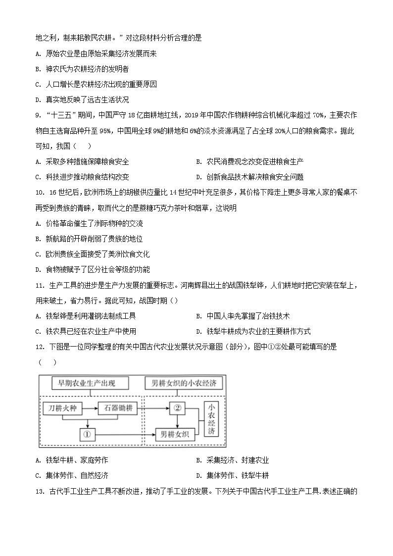 北京市顺义区2023_2024学年高二历史上学期12月月考试题含解析03