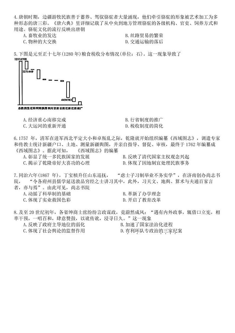 金科大联考·2025届高三9月质量检测 历史试卷第2页