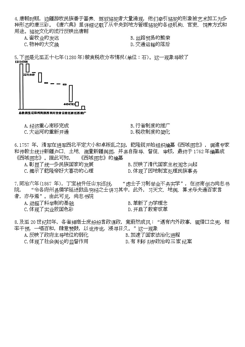 金科大联考·2025届高三9月质量检测 历史试卷第2页