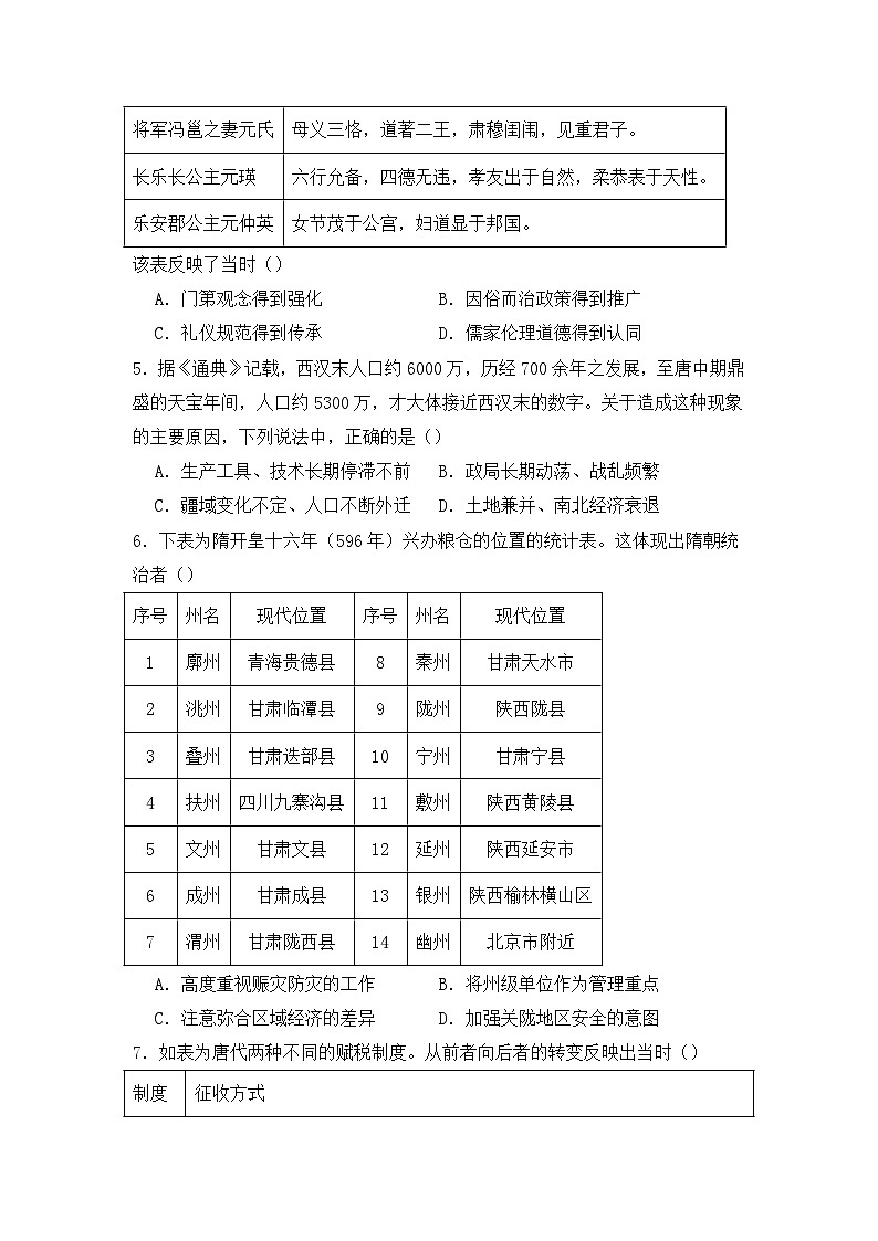 新疆维吾尔自治区和田地区墨玉县2024-2025学年高三上学期第一次月考测试历史试卷(含解析)02
