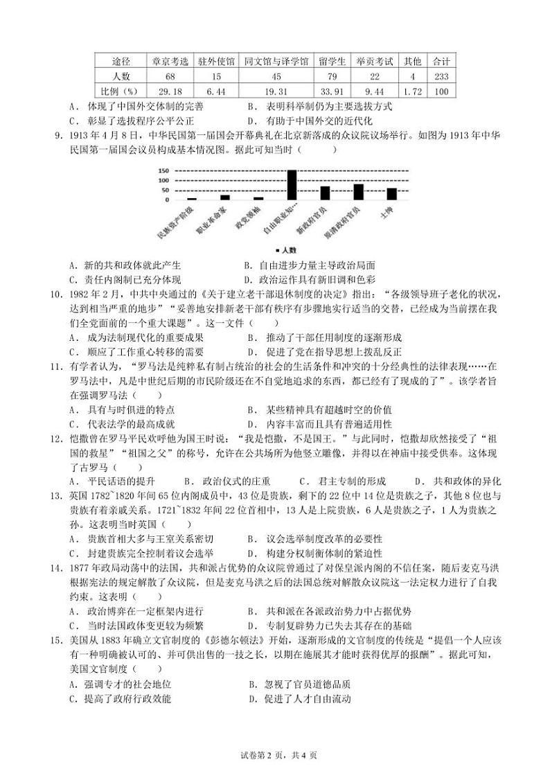 [历史]湖北省荆州中学2024～2025学年高二上学期9月月考试题(有答案)02