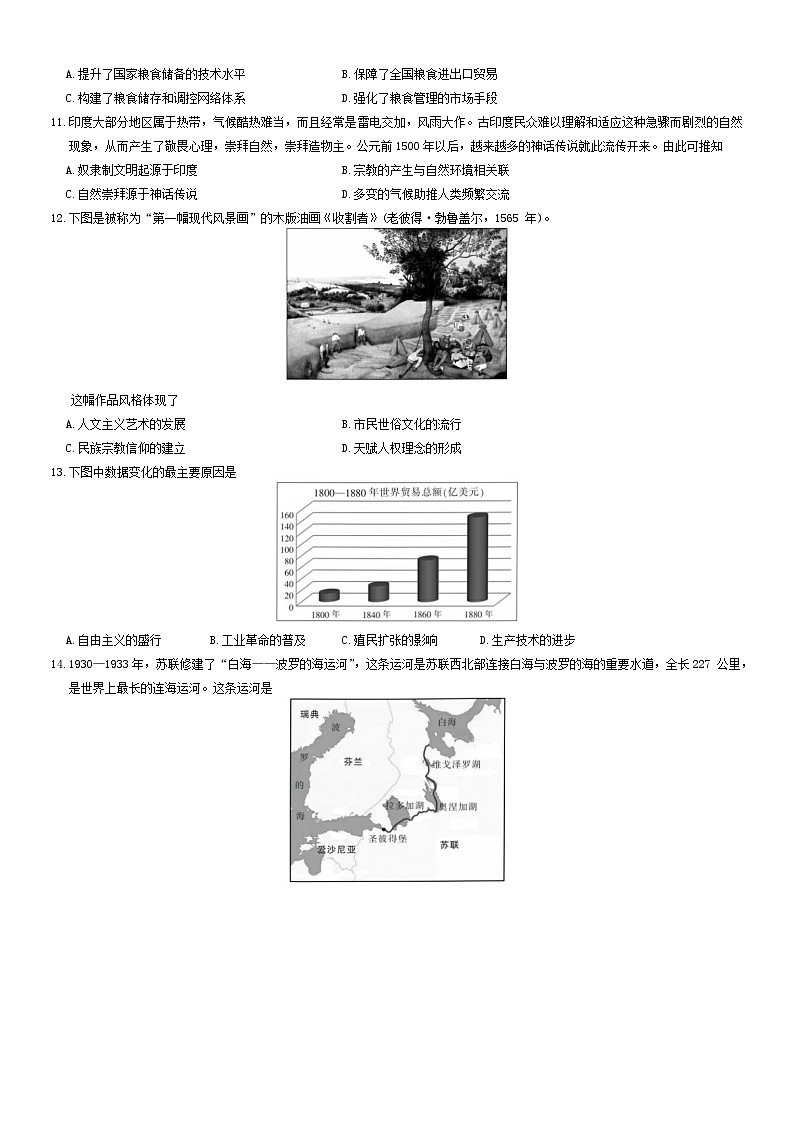 广东省上进联考2024-2025学年高三上学期10月月考历史试题03
