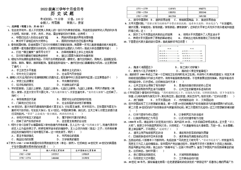 黑龙江省牡丹江市第一高级中学2024-2025学年高三上学期10月月考历史试题第1页