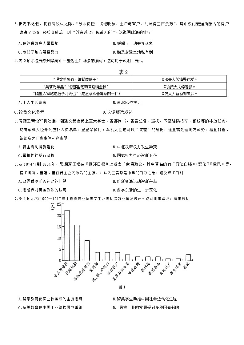 甘肃省白银市靖远县2024-2025学年高三上学期9月月考历史试题第2页