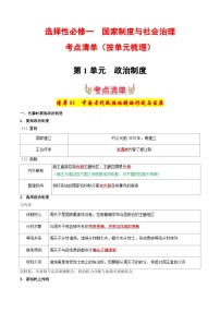 选必1《国家制度和社会治理》（考点清单）（解析版）-2024-2025学年高二历史上学期期中考点大串讲（统编版）