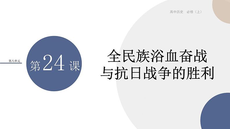 2024-2025学年高中历史课件 中外历史纲要（上）-第八单元-第24课  全民族浴血奋战与抗日战争的胜利第1页