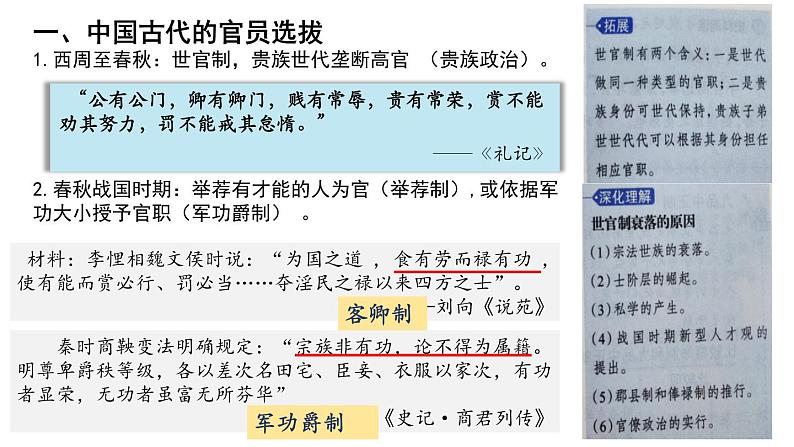 2024-2025学年高中历史选择性必修1教学课件 第二单元-第5课  中国古代官员的选拔与管理第5页