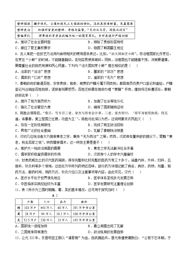 湖南省2024-2025学年高一上学期10月入学考试历史试卷02