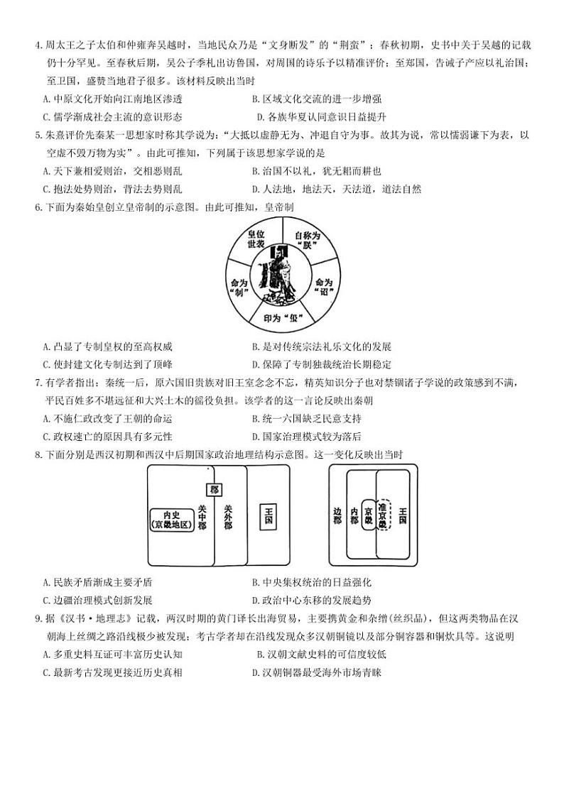 [历史]山西省运城市2024～2025学年高一上学期10月月考试题(有答案)第2页