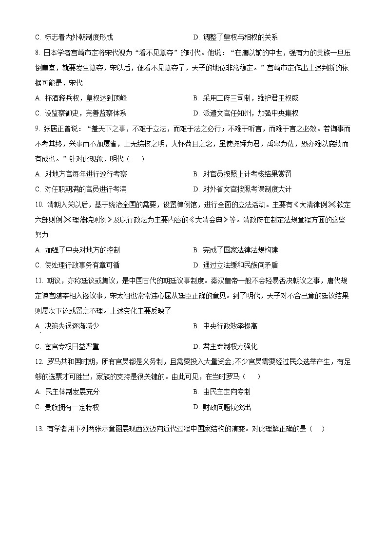 四川省成都市新津中学2024-2025学年高二上学期10月月考历史试题（Word版附解析）02