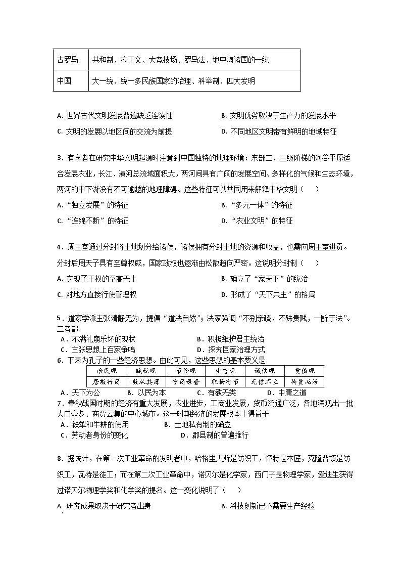 辽宁省葫芦岛市长江卫生中等职业技术学校2024-2025学年高一上学期10月月考历史（普高班）试题第2页