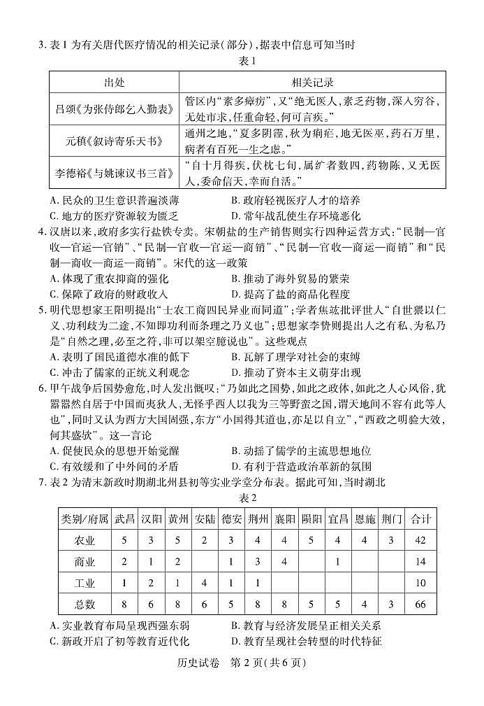 湖北省宜荆荆恩2023_2024高三历史上学期9月起点考试试题pdf第2页