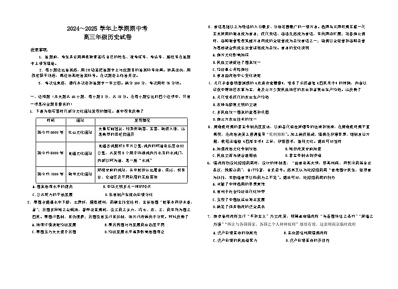 历史试卷第1页
