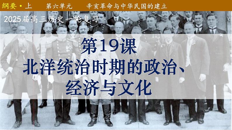 第19课 北洋军阀统治时期的政治、经济与文化（课件）-2025届高考历史大一轮复习精准化备课课件（新教材新高考）第1页