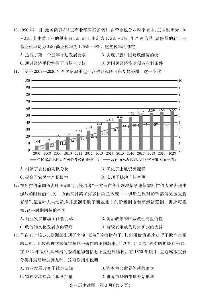 山西运城2024年高三9月摸底调研 历史试题（含答案）第3页