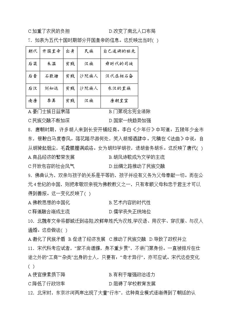 山东省泰安市肥城海亮外国语学校2024-2025学年高一上学期期中模拟测试历史试卷第2页