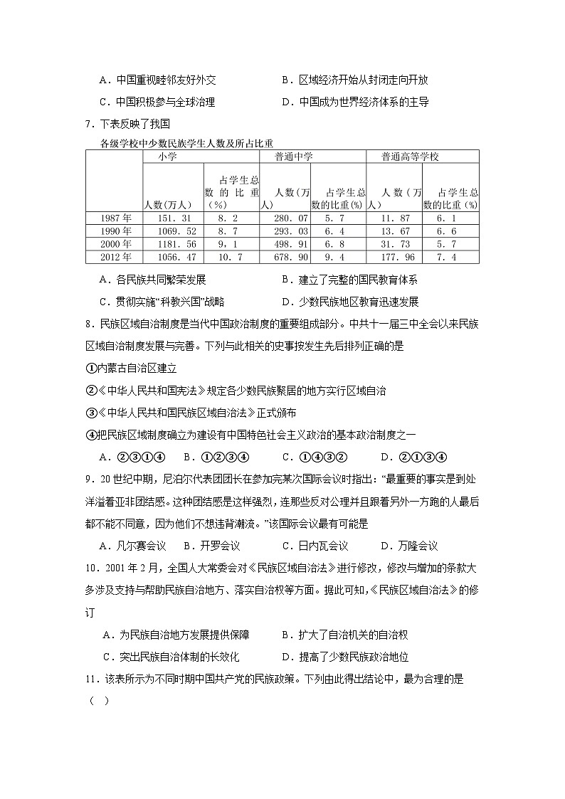 第13课当代中国的民族政策拔高练习  统编版高中历史选择性必修1第2页