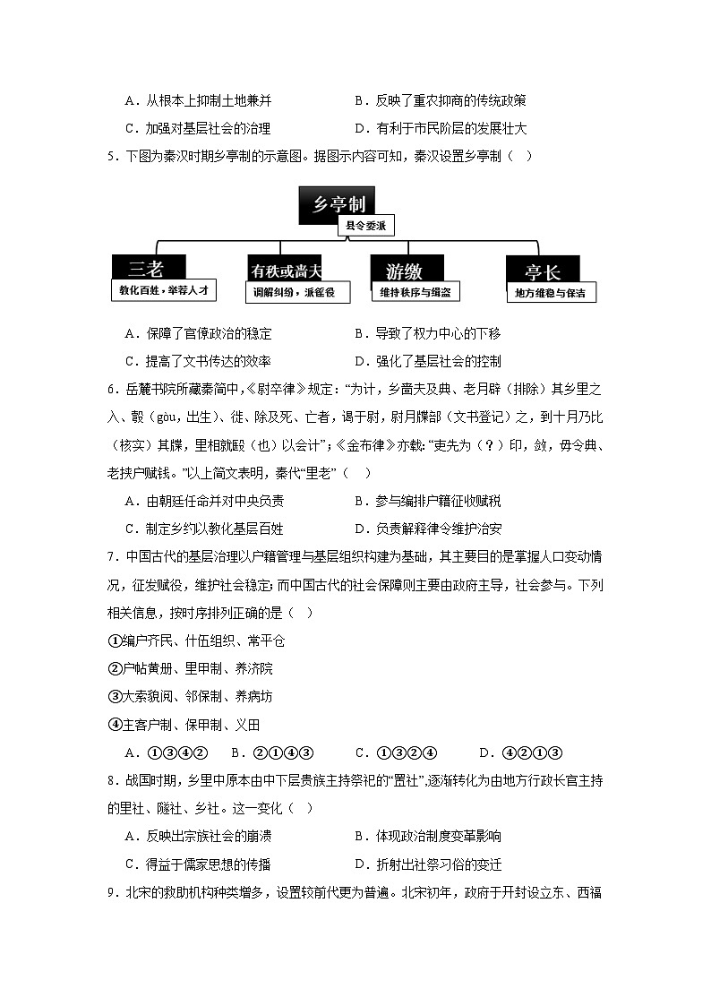 第17课中国古代的户籍制度与社会治理拔高练习  统编版高中历史选择性必修1第2页
