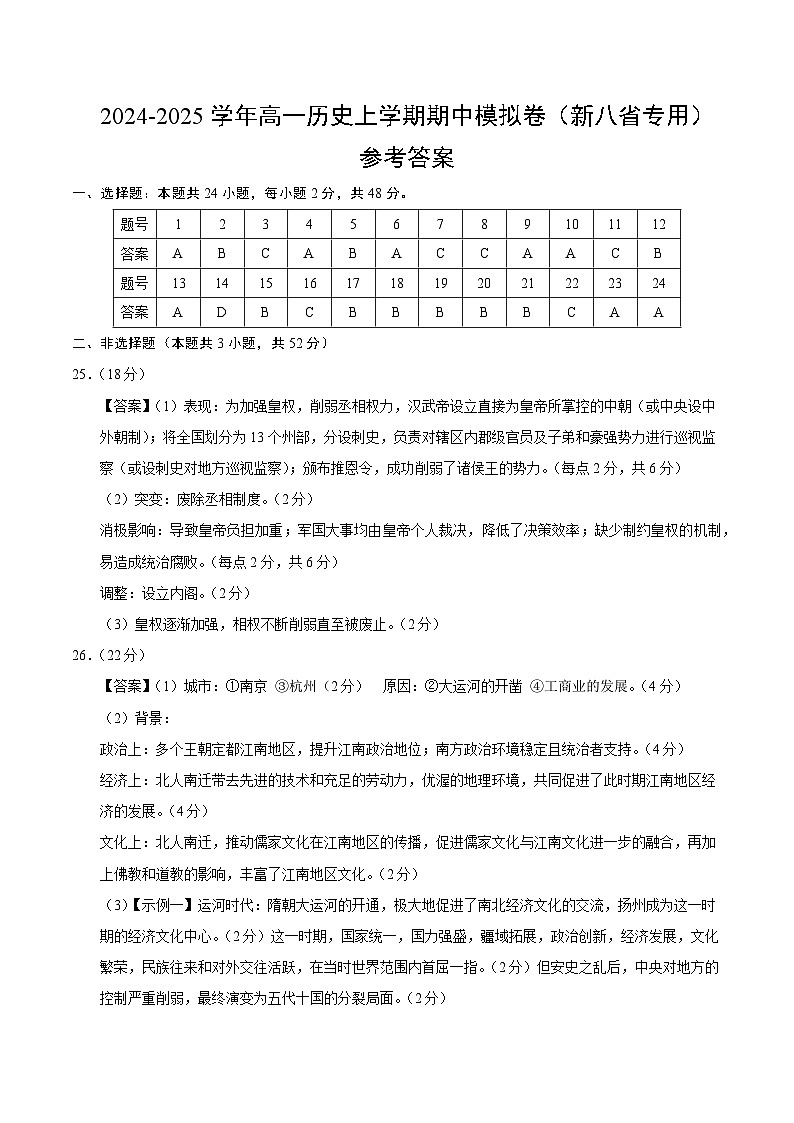 （新八省通用，纲要上册1_14课）（参考答案）（新八省通用）第1页