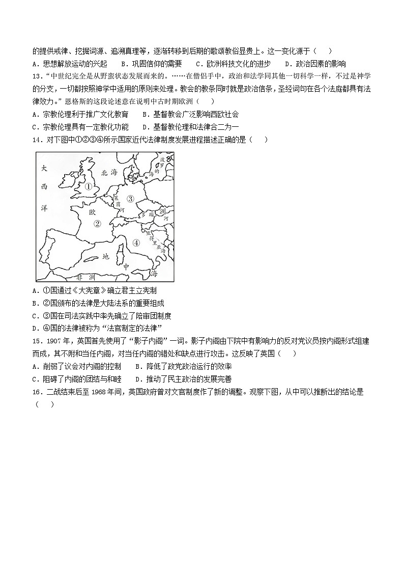 辽宁省大连市滨城高中联盟2024-2025学年高二上学期10月月考历史试卷03