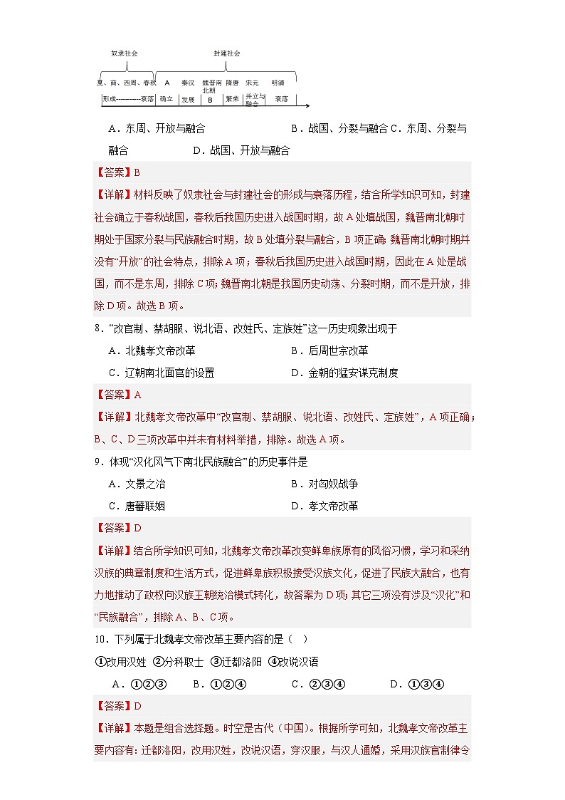 三国两晋南北朝的政权更迭与民族交融--2023-2024学年高三历史二轮（专题训练）解析版第3页