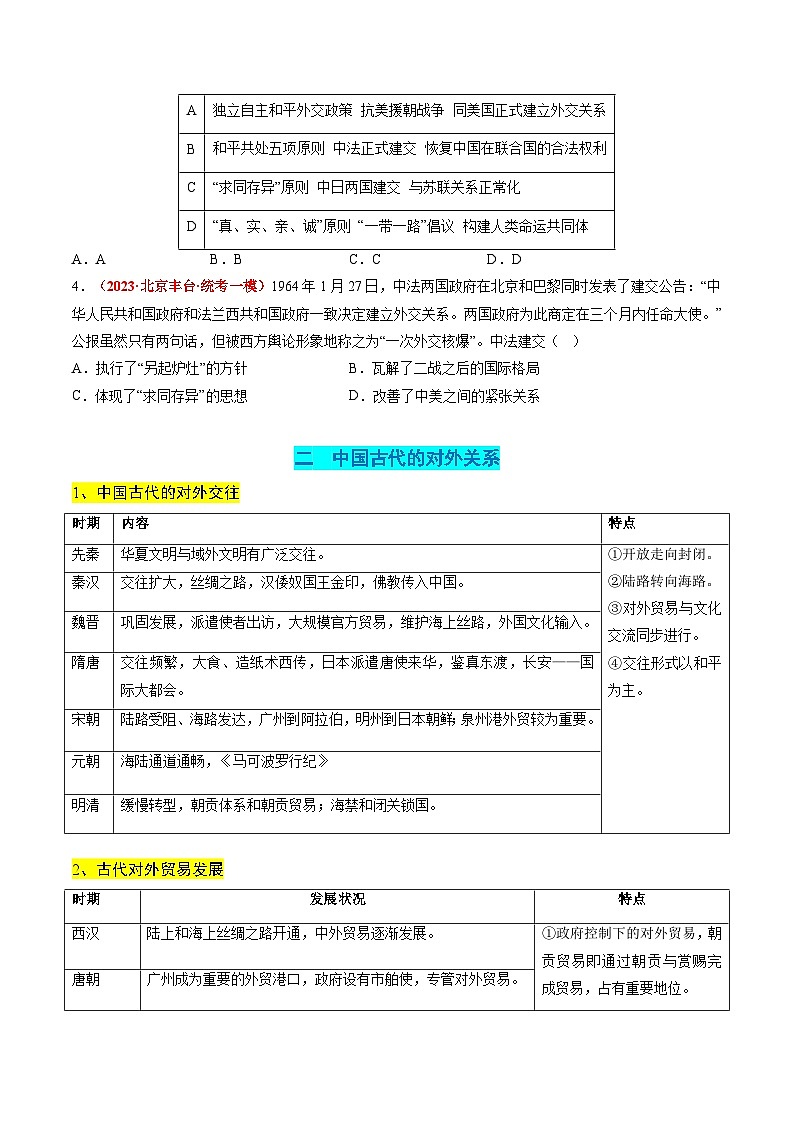 新高考历史二轮复习讲练测高考热点07 中法建交60周年（讲义）（原卷版）第3页