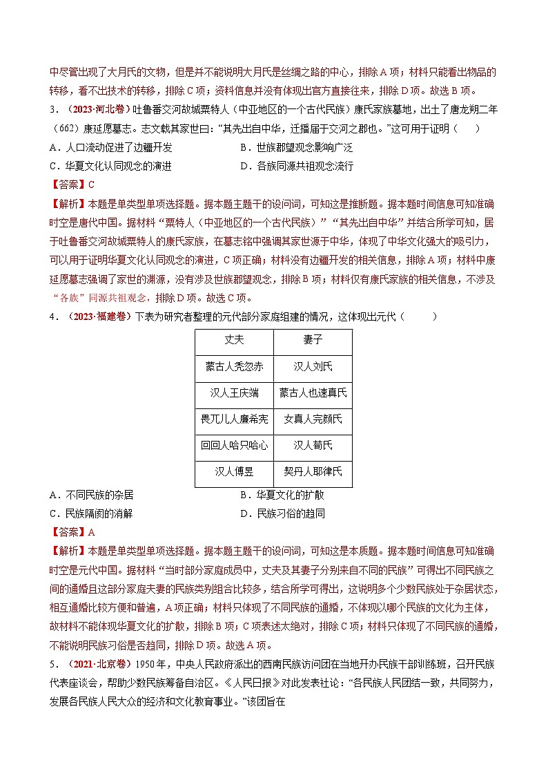 新高考历史二轮复习讲练测高考热点09 从2024春晚谈高考历史热门考点（讲义）（解析版）第3页