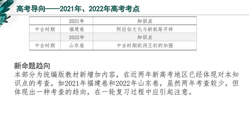 新高考历史一轮复习考点复习课件专题13 中古时期的世界（含解析）第3页