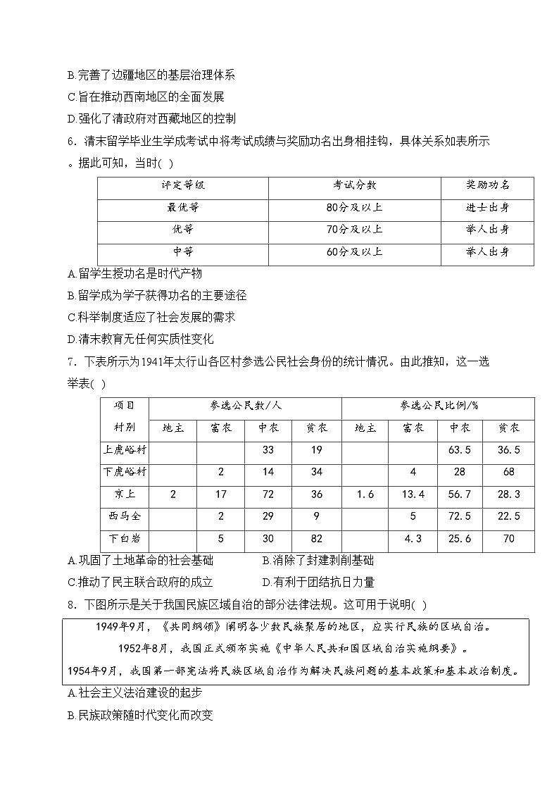 江西省赣州市十八县（市、区）二十三校2023-2024学年高二上学期11月期中联考历史试卷(含答案)02