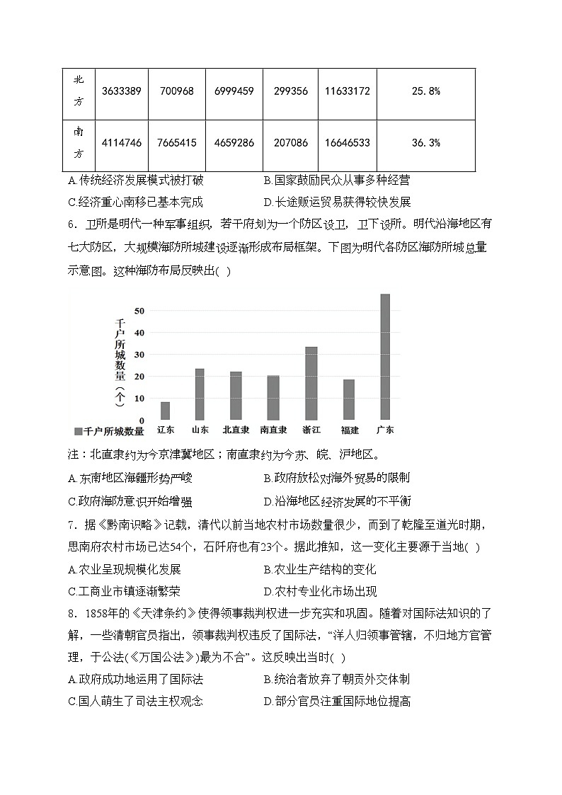 永州市第四中学2025届高三上学期第二次模拟考试历史试卷(含答案)第2页
