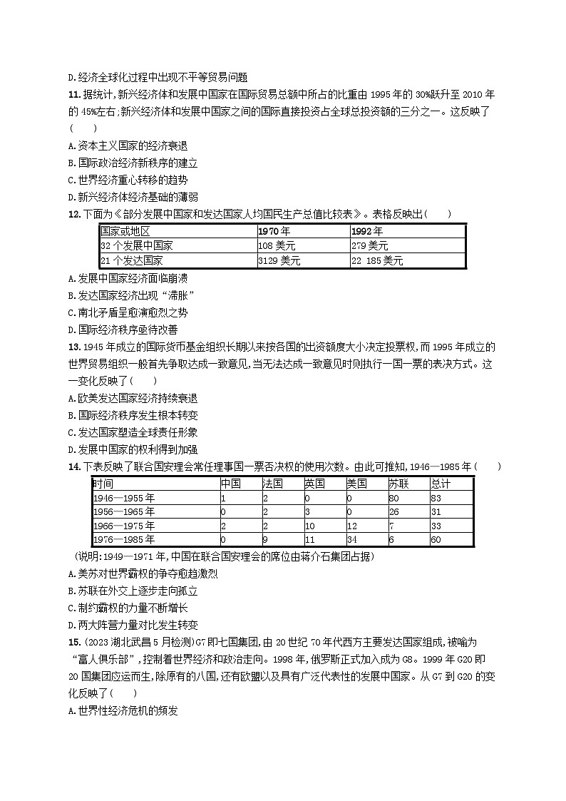 适用于新高考新教材广西专版2025届高考历史一轮总复习单元目标检测卷1320世纪下半叶以来的世界新变化第3页