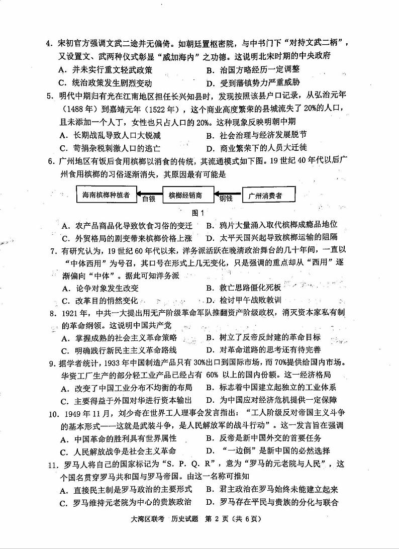 2023 届广州大湾区普通高中毕业班第一次联合模拟考试历史（含答案）第2页
