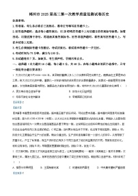 湖南省郴州市2024-2025学年高三上学期一模历史试卷（Word版附解析）