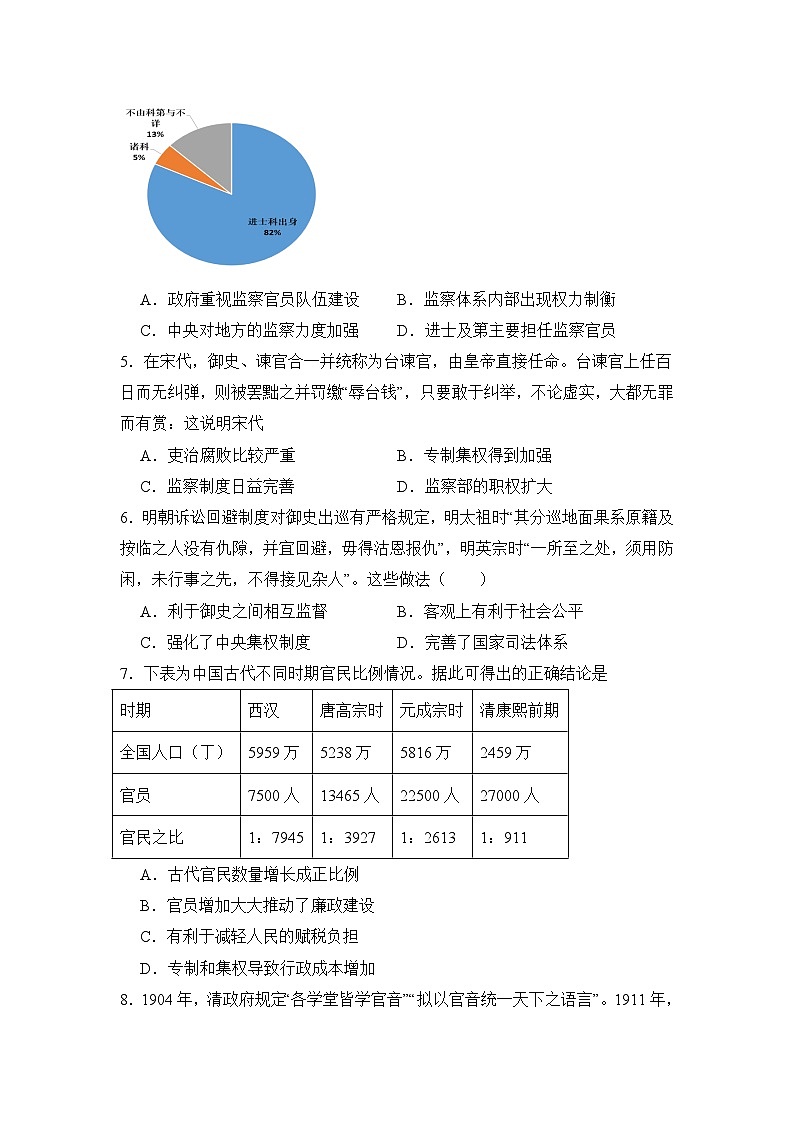 山东省济南市第一中学2024-2025学年高二上学期10月学情检测历史试卷（Word版附答案）第2页