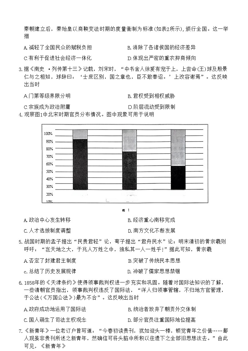 【河南卷】河南省天一大联考2025届高三年级上学期9月调研考试（9.4-9.6）             历史试卷+答案第3页
