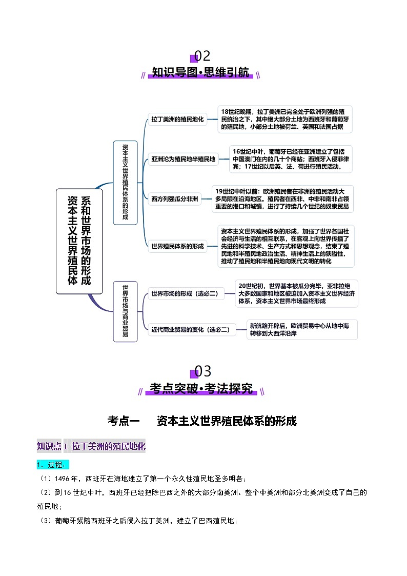 第27讲 资本主义世界殖民体系和世界市场的形成（讲义）（原卷版）第3页