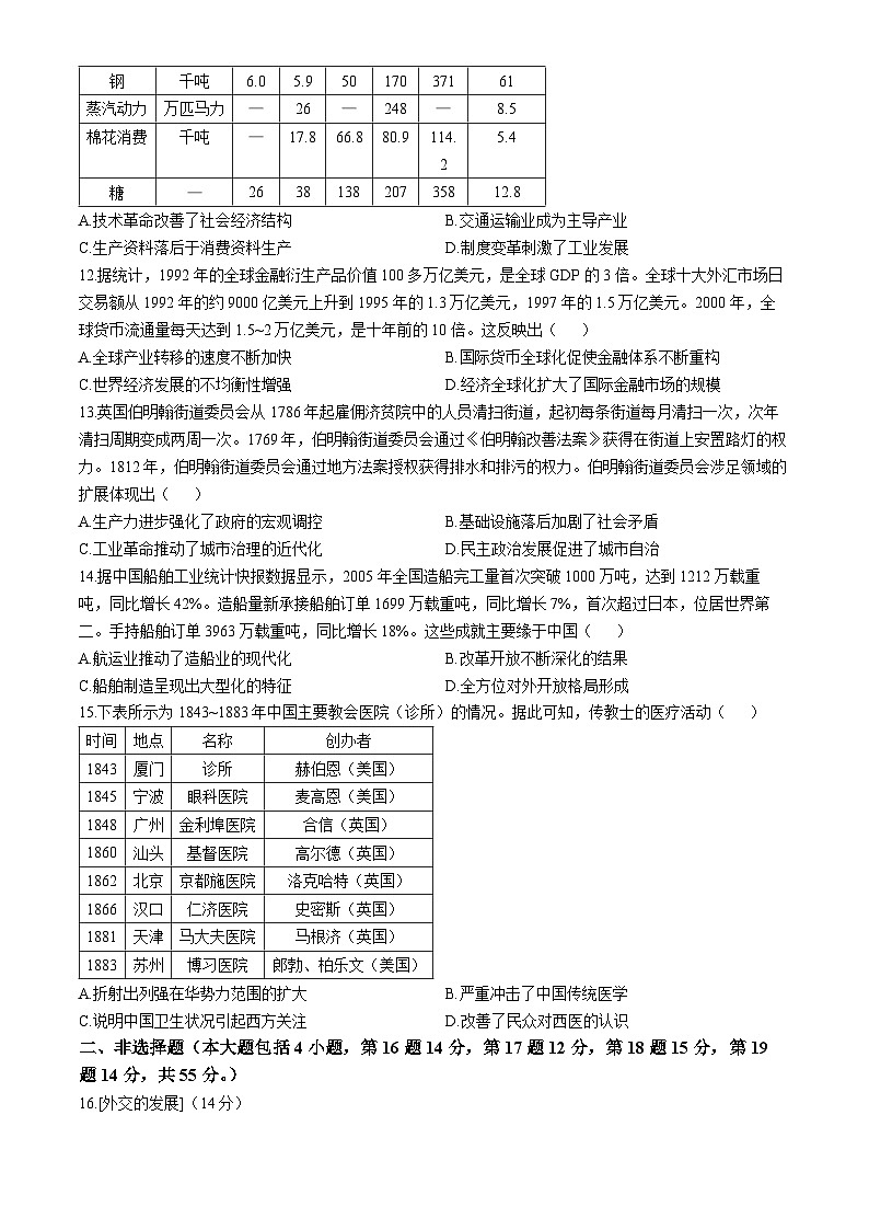 河南省中州联盟2023-2024学年高二上学期期末考试历史试卷(002)第3页