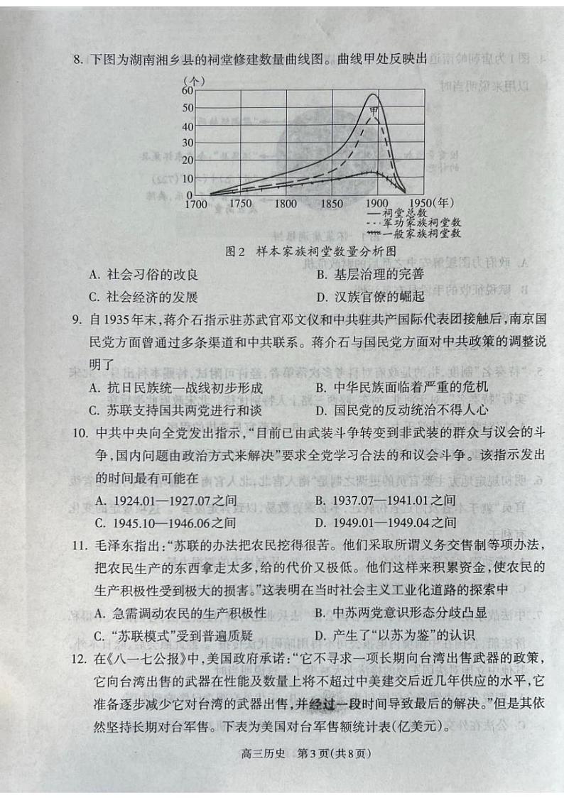山西省吕梁市2024-2025学年高三上学期11月期中历史试题第3页