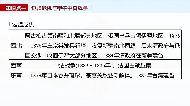 2025年高考历史一轮复习课件（部编版） 板块2  第6单元　第15讲　边疆危机、甲午中日战争与八国联军侵华08