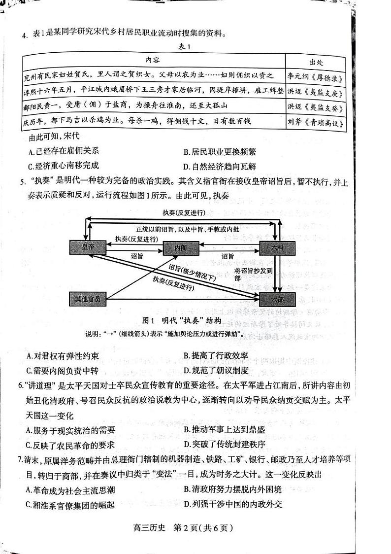 2025届河北省石家庄市高三上学期教学质量摸底检测历史试题第2页