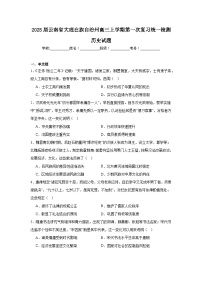 2025届云南省大理白族自治州高三上学期第一次复习统一检测历史试题