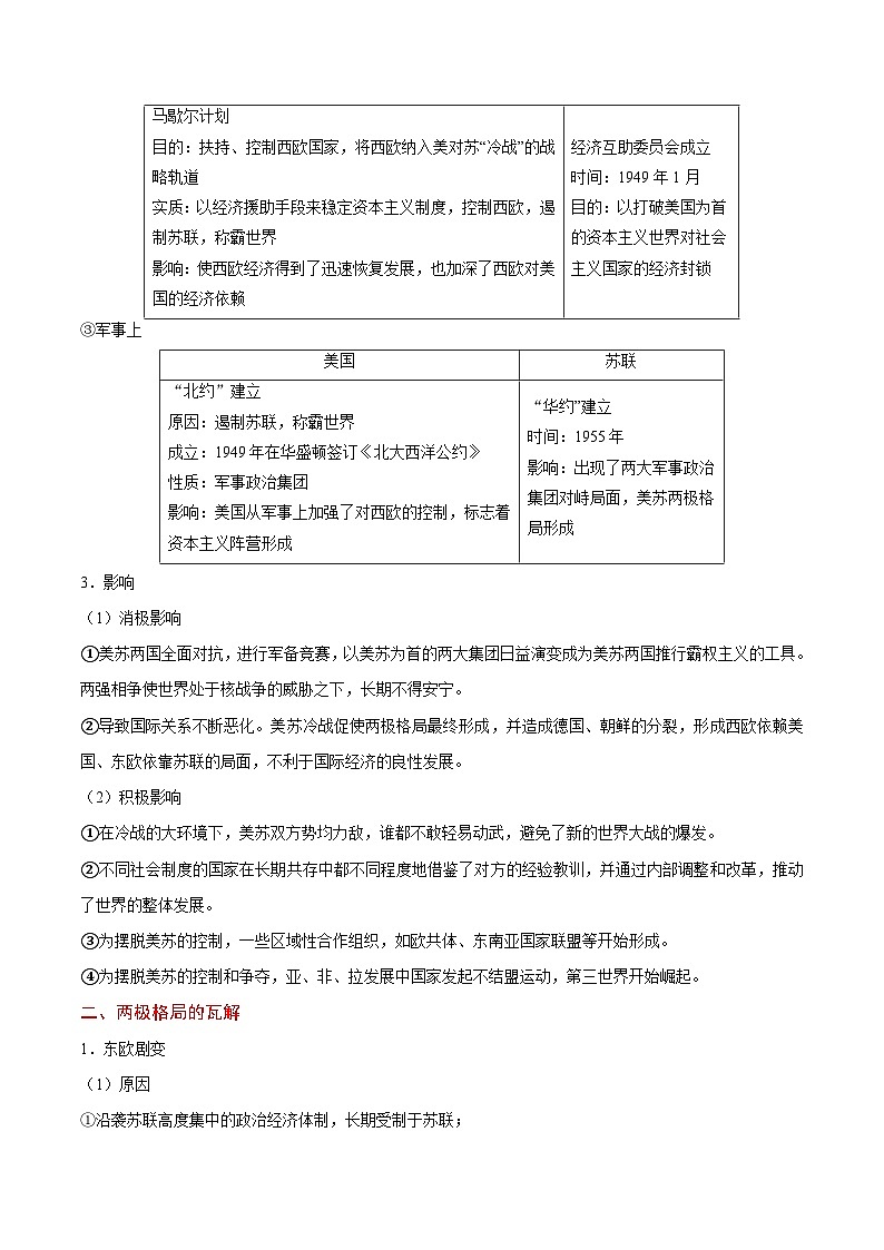 备战2025年高考历史考点一遍过考点13二战后世界政治格局的演变教案（Word版附解析）第2页