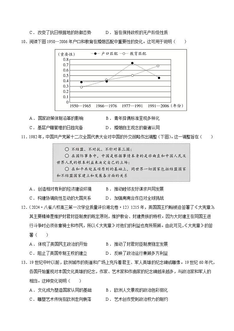 高二历史期中模拟预测卷01（原卷版）第3页