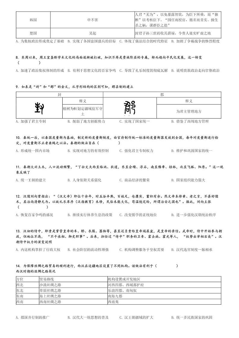 2024～2025学年广东惠州惠城区惠州中学高一上学期期中历史试卷[原题+解析版]第2页